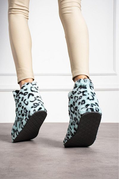 Behtah Kundura Γυναικεία παπούτσια με στάμπα Leopard - Μάλλινες, χοντρές ελαφριές μπότες για το σπίτι