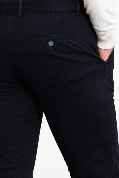 Mcr Plain Slim Fit Canvas Men's Trousers Navy Blue - 38210.23K