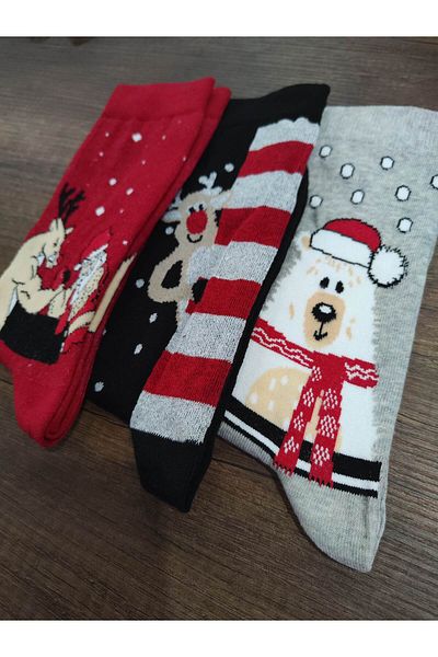 Leement socks Комплект от 3 мъжки коледни чорапи - двоен памук и шарки