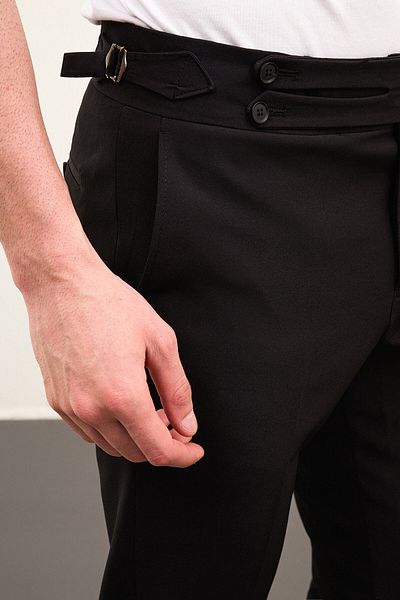 Mcr Straight Super Slim Fit Men's Trousers with Buckle Belt Detail Black - 38265.24Y