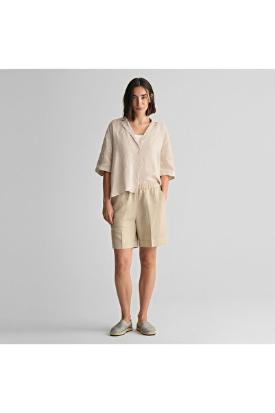 Gant Kadın Bej Relaxed Fit Keten Şort
