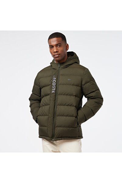 Lacoste Erkek Regular Fit Kapüşonlu Koyu Yeşil Şişme Mont