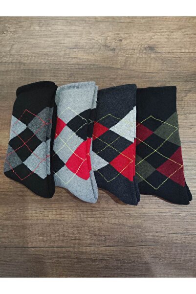 erceys Зимен комплект термо чорапи с кариран мотив за деца - 4 чифта