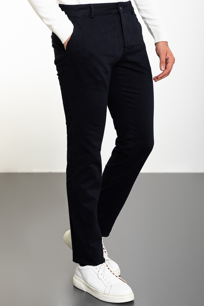 Mcr Plain Slim Fit Canvas Men's Trousers Navy Blue - 38210.23K