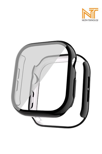 Nezih Case حافظة صلبة من البولي كربونات لساعة Apple Watch Series 10 مقاس 46 ملم مع واقي شاشة بإطار معدني مطلي (مطلي بالكهرباء)