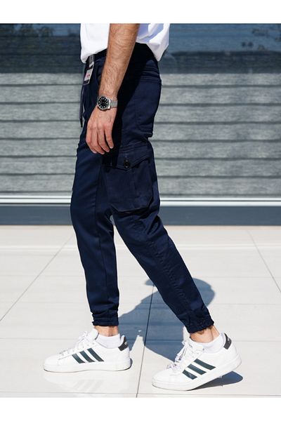 WKM Pantaloni de jogging pentru bărbați, cu tăietură normală, cu buzunare cargo și talie elastică