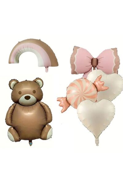 DÜVENCİ TİCARET Σετ με μπαλόνια αρκούδας, ουράνιο τόξο και φιόγκο