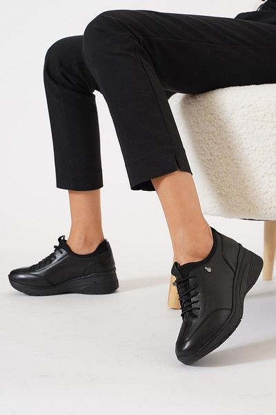 Moda Pie Pantofi de damă negri din piele naturală - Adel Rubber Bonded