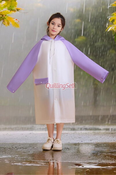 quilling Lila Renk, Eva, Kokusuz, Cepli Çocuk Yağmurluğu, Sticker Çıkartma Ya...