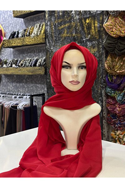 zagreus Kadın kırmızı janjan şal uzunluk 2.50metre abiye- abayalar için