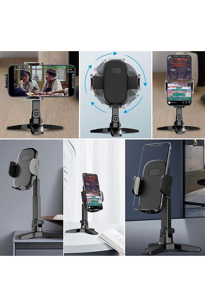 Light up Desktop Phone Stand 360 Degree Rotatable Head Standing Phone Tripod