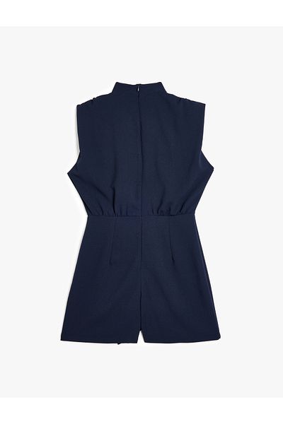Koton Crepe Fabric Draped Detail Degaje Neckline Sleeveless Mini Dress