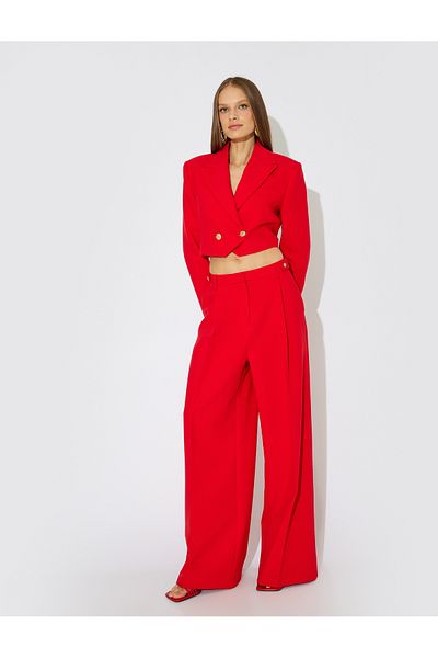 Koton X Zeynep Cushion – Falten-Palazzo-Hose mit niedriger Taille und detaillierten Taschen