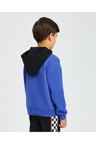 SKECHERS B LW Fleece Hoodie Sweatshirt Büyük Erkek Çocuk Mavi Sweatshirt SK242042-403