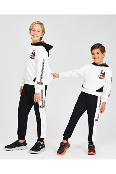 SKECHERS B LW Fleece Hoodie Sweatshirt Büyük Erkek Çocuk Offwhite Sweatshirt ...