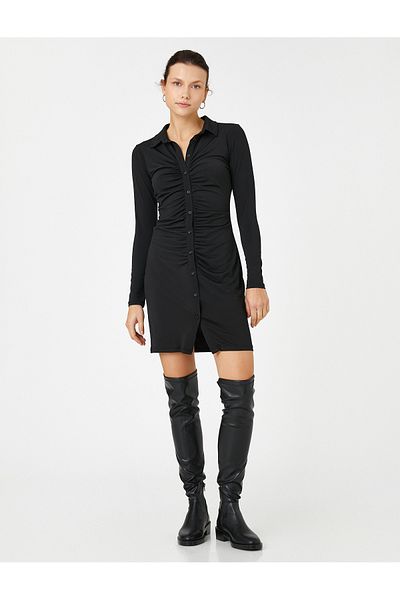Koton Shirt Dress Draped Slim Fit