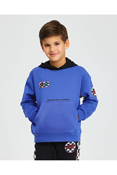 SKECHERS B LW Fleece Hoodie Sweatshirt Büyük Erkek Çocuk Mavi Sweatshirt SK242042-403