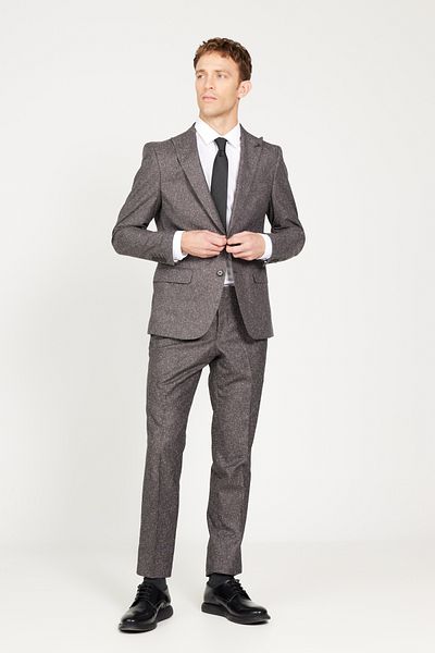 ALTINYILDIZ CLASSICS Men's Brown Extra Slim Fit Slim Fit Swallow Collar Tweet Patterned Suit
