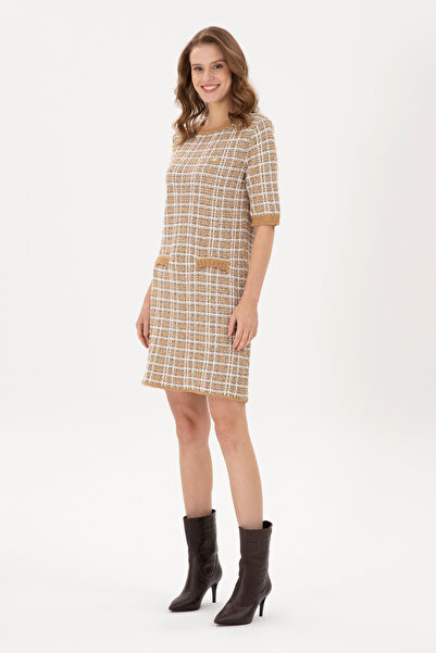 U.S. Polo Assn. Kadın Camel Bisiklet Yaka Triko Elbise 50293076-VR015