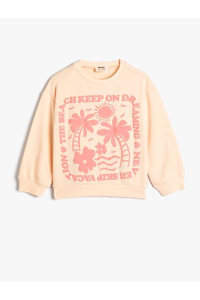 Koton Sweatshirt Long Sleeve Crew Neck Summer Themed Cotton