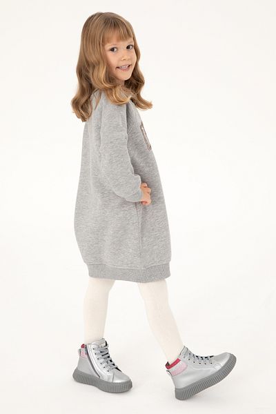 U.S. Polo Assn. Girl's Gray Melange Knitted Dress 50298903 -Vr086