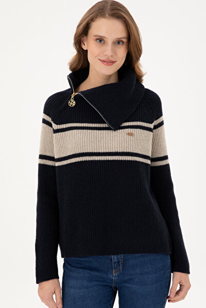 U.S. Polo Assn. Жіночий светр з V-подібним вирізом, синій 50293133-VR033