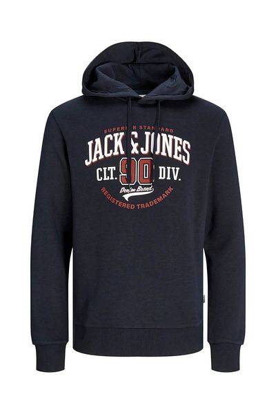 Jack & Jones Мъжки суитшърт - тъмносин, качулка Jjelogo, 2 цвята, 24/25 броя