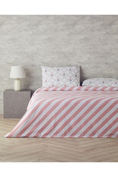 English Home Set cuvertură de pilota Ornament Blossom Cotton King Size 240x220 cm Albastru - Roz