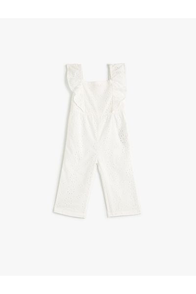 Koton Jumpsuit aus Baumwolle mit eckigem Kragen – gewellte Kanten, ärmellos und mit Rüschendetails