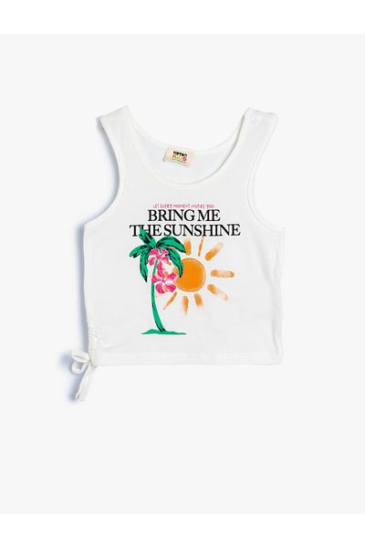 Koton Cotton Tropical Printed Sleeveless Undershirt - Round Neck