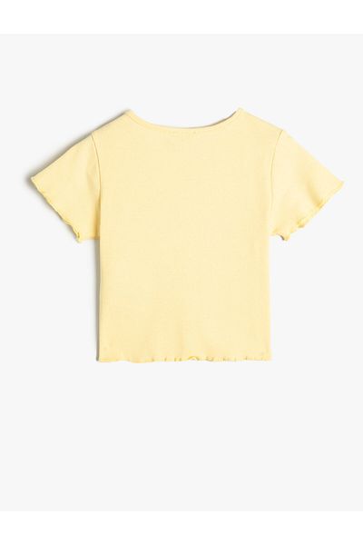 Koton Crop T-Shirt Short Sleeve Summer Themed Cotton