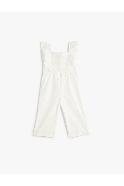 Koton Jumpsuit aus Baumwolle mit eckigem Kragen – gewellte Kanten, ärmellos und mit Rüschendetails