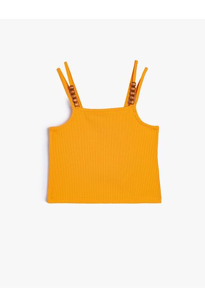 Koton Sportler mit gerippten Trägern und Perlendetails und rundem Kragen