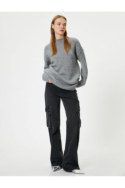 Koton Crew Neck Long Sleeve Knitwear Tunic - Acrylic Blended