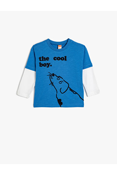 Koton Tricou cu mânecă raglan lungă din bumbac cu imprimeu pentru câini