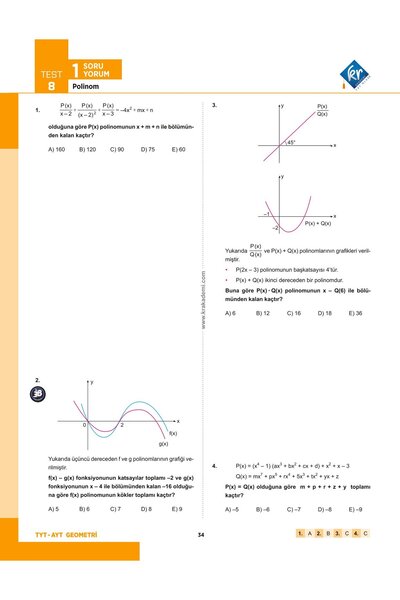 KR Akademi Yayınları Eyüp B. AYT Matematik Soru Bankası