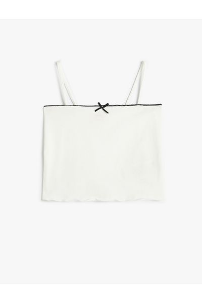 Koton Basic Tank Top with Thin Straps - Slim Fit with Bow Detail