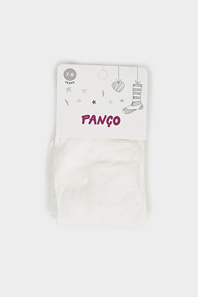 Panço Kız Çocuk Beyaz Mikro Külotlu Çorap