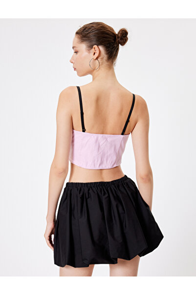 Koton Slim Fit, kurzes Korsett-Bustier mit Spitzendetail – mit abnehmbarem Seilriemen