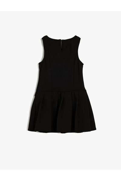Koton Φόρεμα Viscose Gilet με στρογγυλή λαιμόκοψη και λεπτομέρεια αγκράφα - Αμάνικο