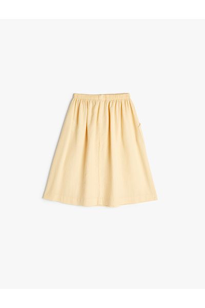Koton Cotton Long Skirt - Elastic Waist and Tassel Detail