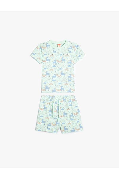 Koton Set aus Shorts und T-Shirt aus Baumwolle mit Einhorn-Print
