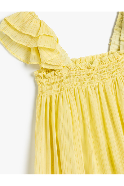 Koton Askılı Elbise Fırfır Detaylı Kare Yaka