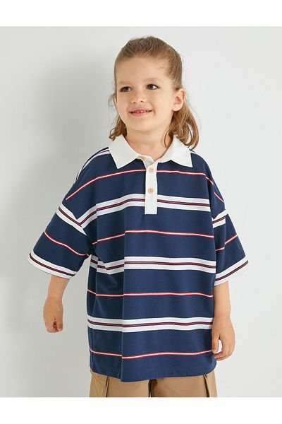 Koton Bavlněné tričko Polo s krátkým rukávem