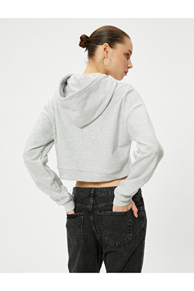 Koton Κοντό κολεγιακό φούτερ με κουκούλα, άνετη εφαρμογή