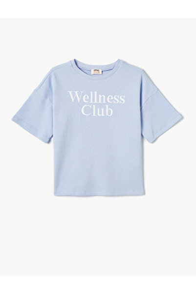 Koton Σλόγκαν Κεντημένο T-Shirt Crew Neck Κοντομάνικο Βαμβακερό