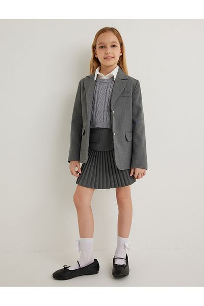 Koton Langärmlige, klassische Blazerjacke mit Kragen – Taschendetail und Knopfleiste