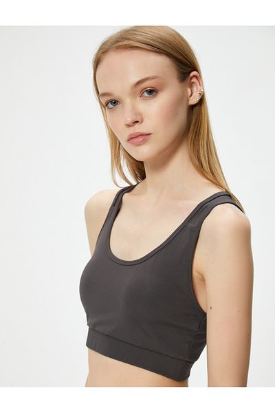 Koton Tulle Detailed Sports Bra Halter Neck Covered Slim Fit