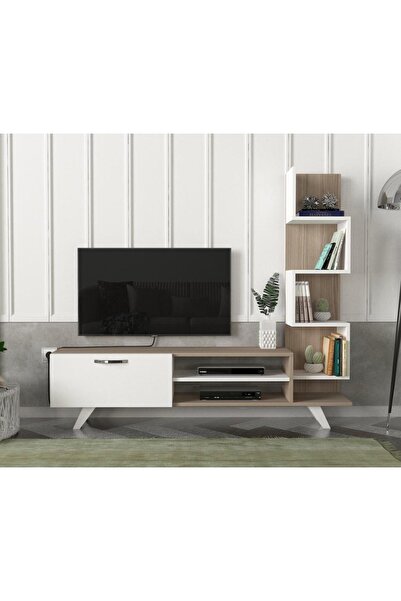 Dekorister Ceren Kitaplıklı Tv Ünitesi Beyaz-cordoba