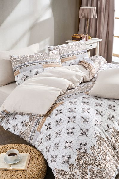 TABEA HOME Серия Soft Dreams - Комплект двойна завивка Safir, памучна шарка и ластик